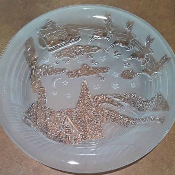 7" - THE NIGHT BEFORE CHRISTMAS - CELEBRATIONS CRYSTAL ETCHED - FROSTED GLASS - Picture 1 of 2